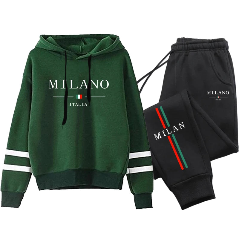 Office Home Womens Tracksuit Print Stripe Sweatshirt Set High Quality Sports Jogging Womens Clothing Fashion Casual Hoodie Suit
