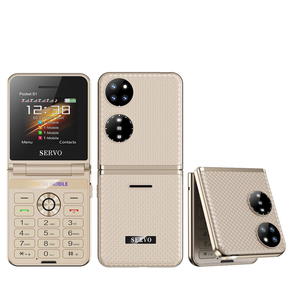 SERVO Pocket S1 Klapp-Handy 4 SIM Standby Anrufaufzeichnung Magische Stimme Kurzwahl Blacklist 2,4" Faltbare tragbare Handys