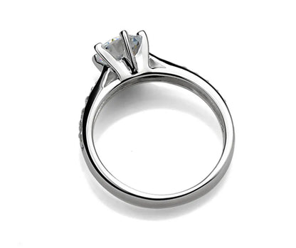 925 Sterling Silver Six-Claw Diamond Ring for Women