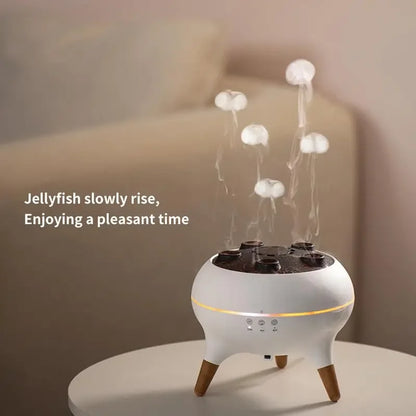 Decorative device with jellyfish-like lights on a neutral background