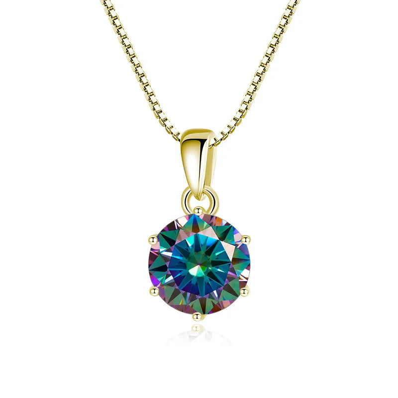 JoyceJelly 1 CT Real Moissanite Pendant Necklace For Women Royal Blue Color Moissanite 925 Sterling Silver Wedding Fine Jewelry