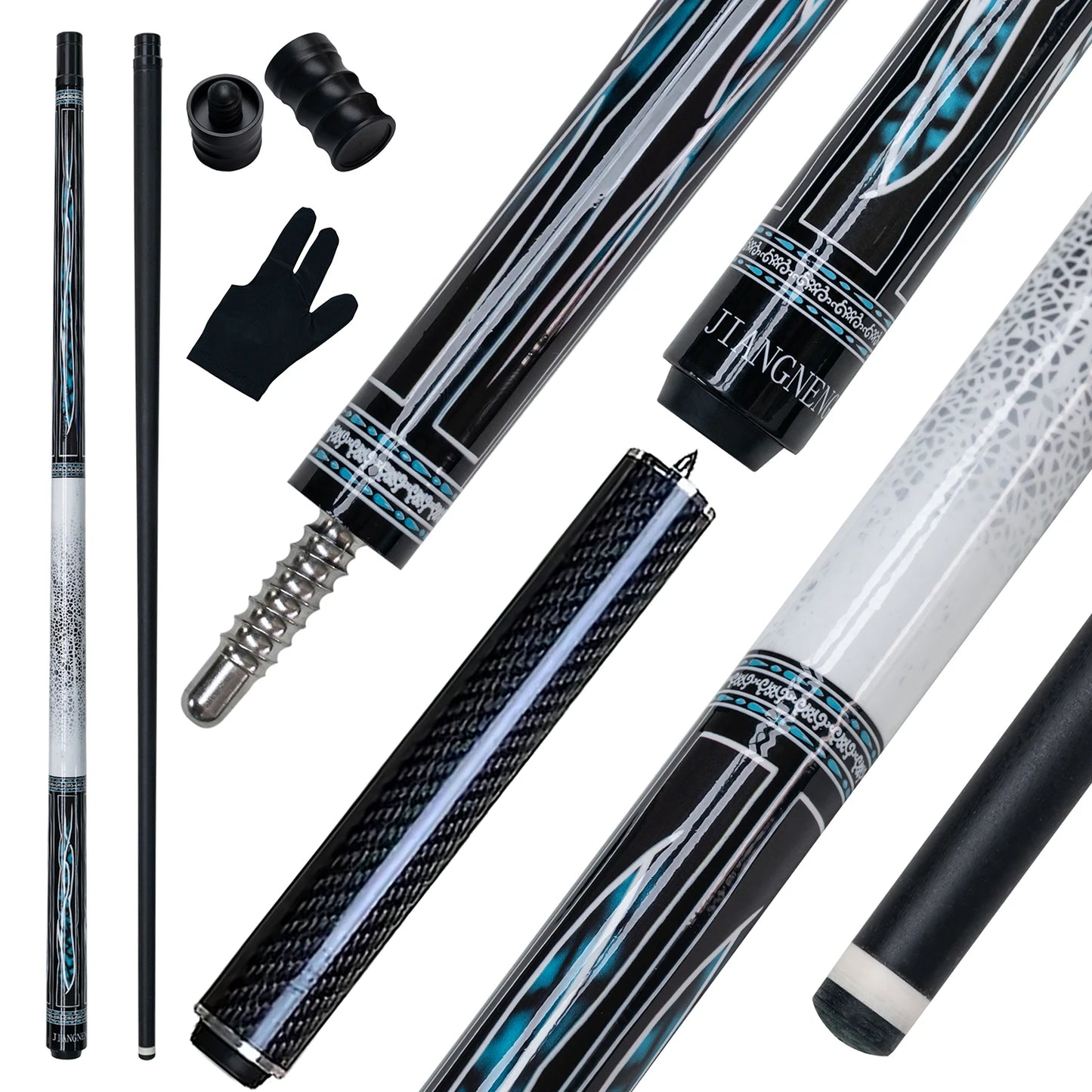 5-PC Carbon Pool Cue Bag Set – 148cm 13mm 20oz