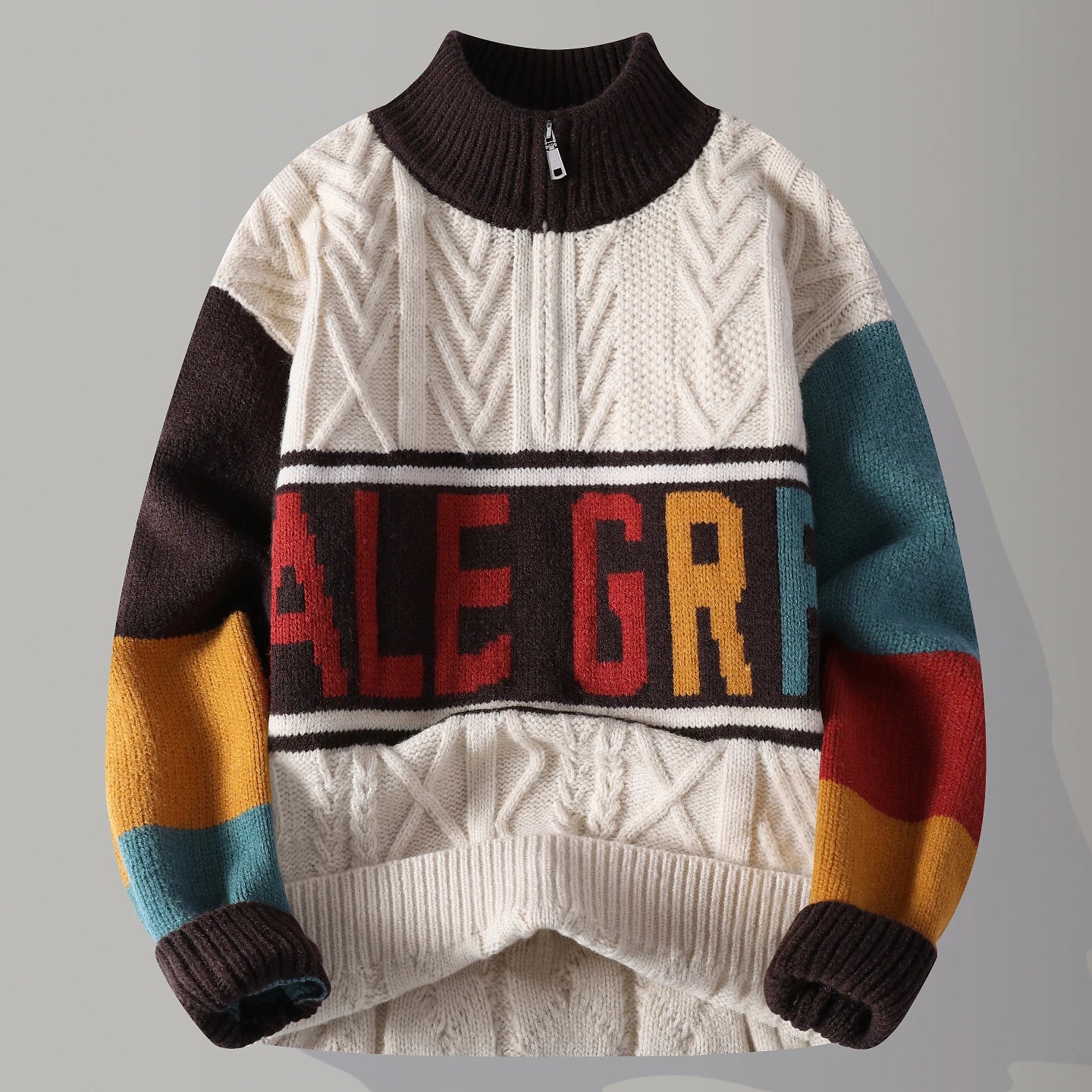Herbst/Winter Modetrend Retro Sport Dicker Warmer Strickpullover Herren Locker Bequem Große Größe Hochwertiger Pullover