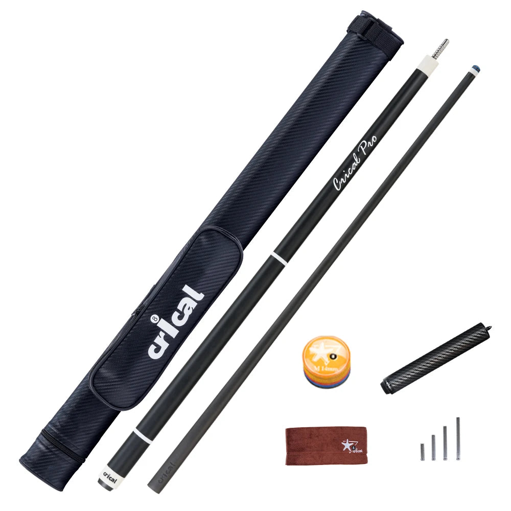 CRICAL CL-PRO Carbon Fiber Pool Cue Stick with 12.5mm Tip 3 * 8/8 Joint Pin  Low Deflection  for Professional 1/2 Billiard Cue