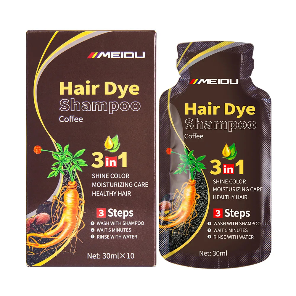 30ml Hair Dye Shampoo 3in1 Darkening Hairs Instant Gray To Black Polygonum Multiflorum Natural Coloing Cover for Women