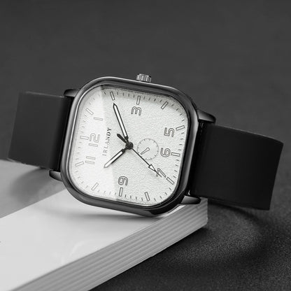 Fashion Square Damenarmbanduhr Lässige Silikonarmband Quarzuhr Sportarmbanduhr für Herren Damen Studenten (Ohne Box)