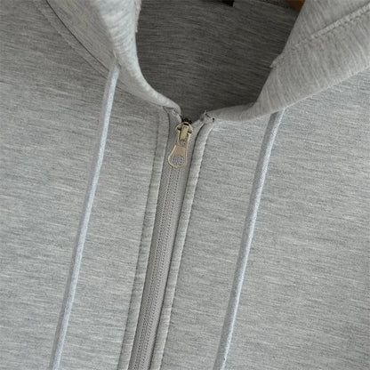 Winter Women's Zipper Hoodie High Street Unisex style Double Pockets Oversize Loose Sweatshirts Outerwear Top