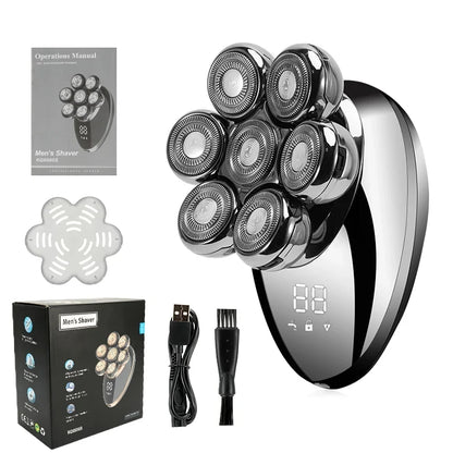 Men's 7D Floating Electric Shaver — Wet/Dry, Rechargeable, LCD Display