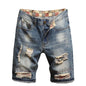 Herren Blaue Denim Shorts Mode Casual Jeans Kurze Hosen mit Taschen zerrissen und Kratzer Dekoration Asiatische Größe 28-40 42 44 46 48