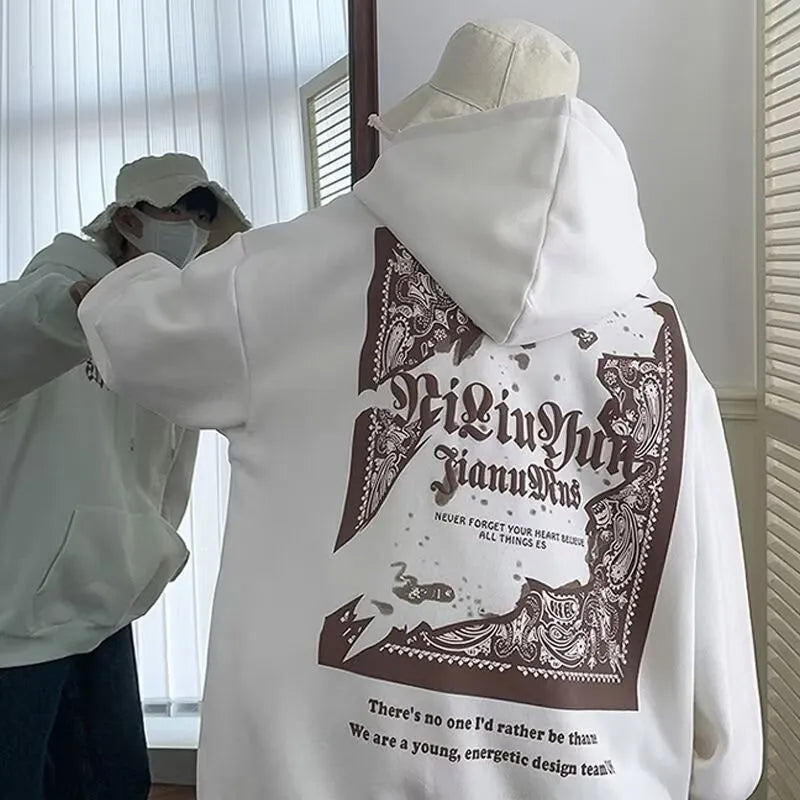 【M-8XL】American Retro Kreativer Poker-Karten-Print Hoodie für Herren Mode Trendige Street Loose Oversized Jacke für Herren