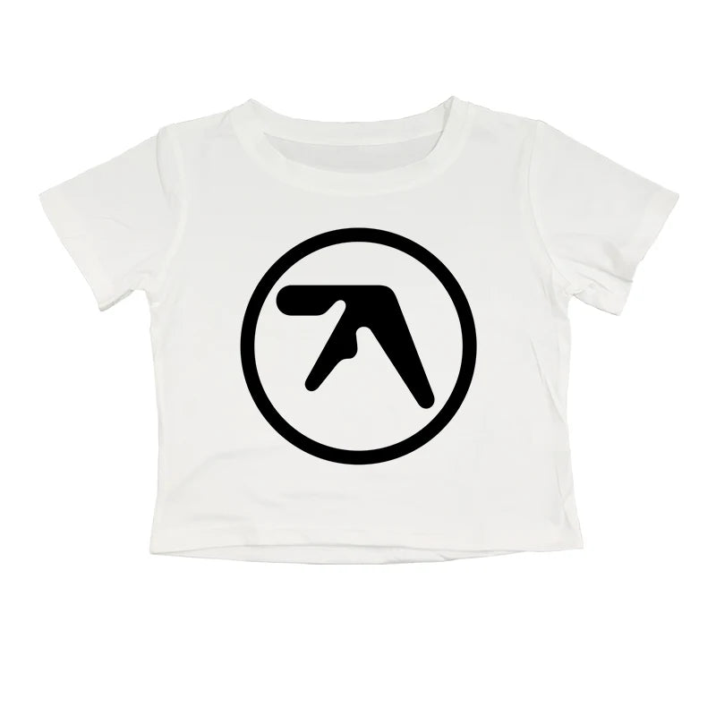 Punk Aphex Twin Print Oversize Hip Hop Women Crop Top Tee