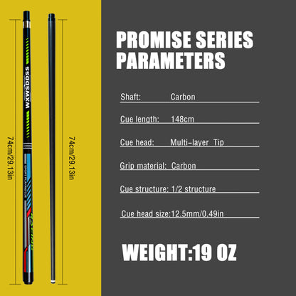 Premium Christmas Gift 12.5mm Carbon Fiber Pool Cue with Quick-Release Joint Professional Low Deflection Billiard Stick for Dad
