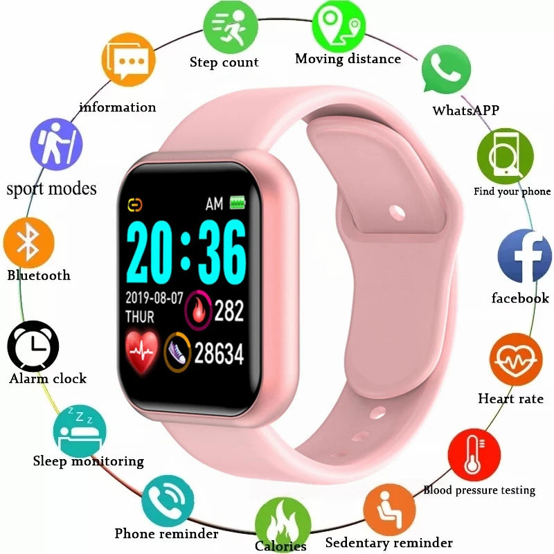 Multifunktionale Smartwatch für Herren und Damen, Bluetooth-verbundenes Telefon, Musik, Fitness-Sportarmband, Schlafmonitor, Y68 Smartwatch D20
