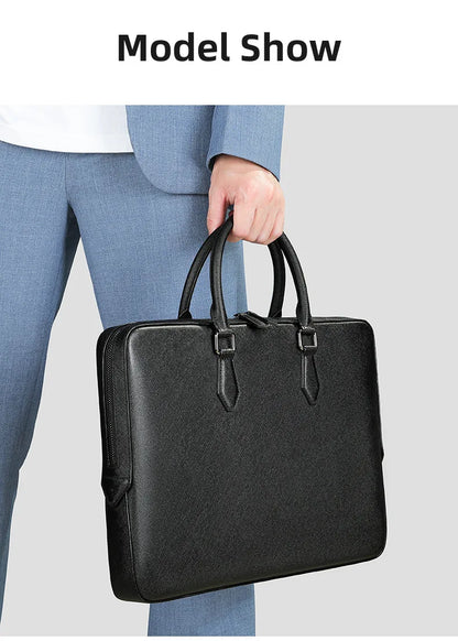 Genuine Leather Men's Briefcase Large Laptop Bag