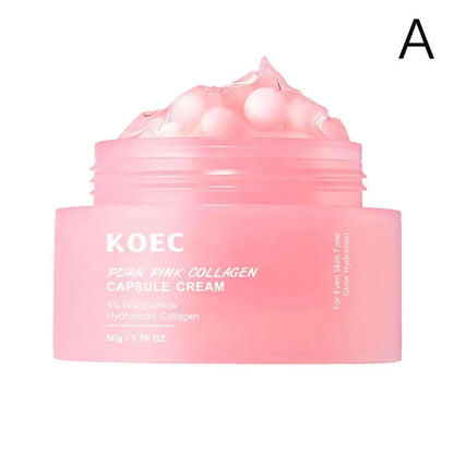 PINK COLLAGEN CAPSULE CREAM 5% Niacinamide Hydrolyzed Collagen Deep Hydrating Jelly Cream Moisturizer Plump,Nourished Skin Care