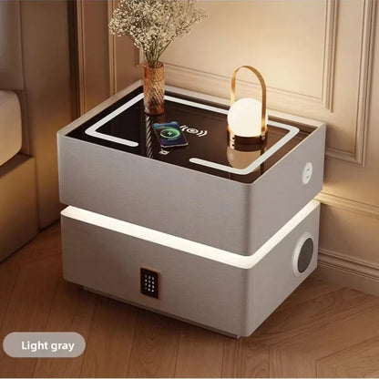 Intelligenter Nachttisch mit kabellosem Laden, schwebender LED-Nachttisch, luxuriöser, moderner Nachttisch mit 2 Schubladen, kompakte Schlafzimmermöbel