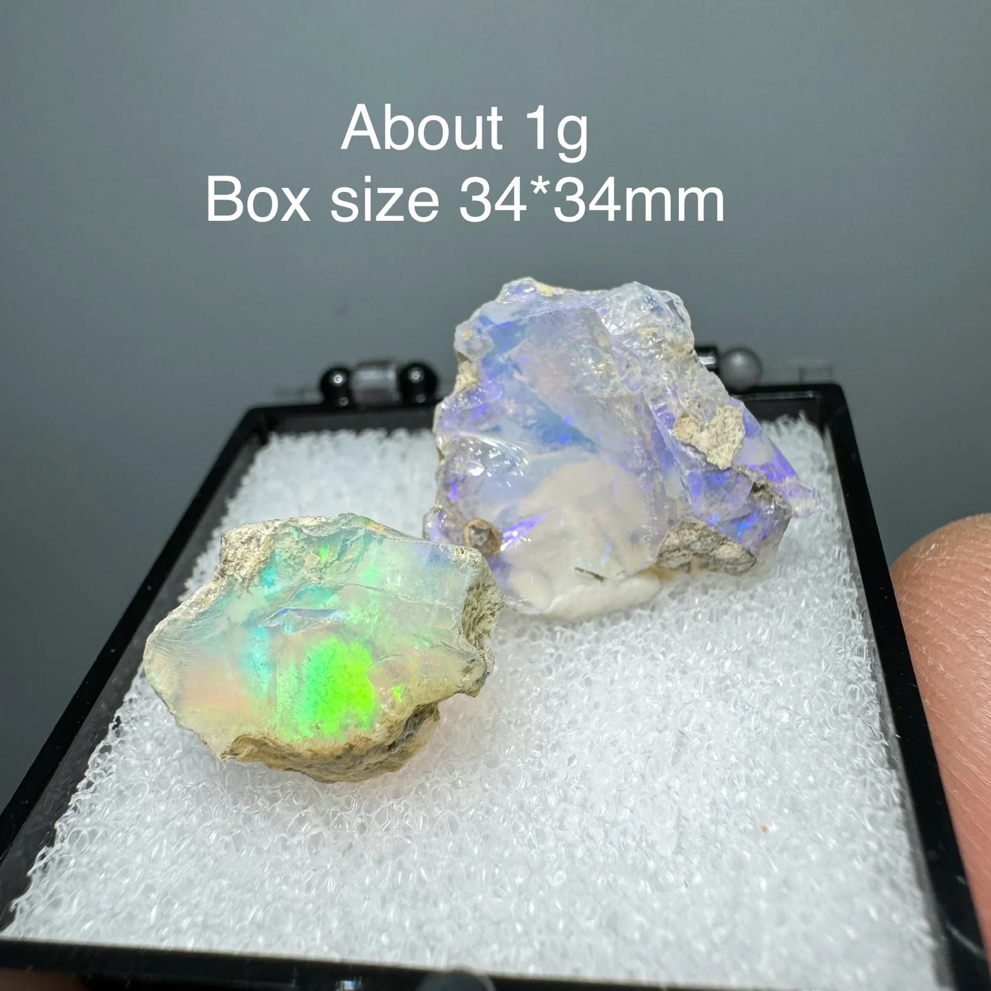Ethiopia Opal Gem Mineral Specimen – 34x34mm Box