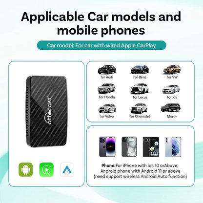 OTTOCAST Play2 Video Pro Carplay Ai Box Kabelloser Android Auto Adapter Integriertes Youtube Netflix Für VW Benz Ford 99% der Autos