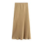 Willshela 2024 Black Satin Skirt Woman High Waist Elegant Long Skirts For Women Fashion Summer Midi Skirt Office Women's Skirts