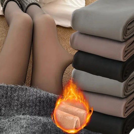 New Women Thermal Leggings Winter Warm Thicken Sexy Stockings Translucent Pantyhose Female Fleece High Elastic Slim Tights Pants