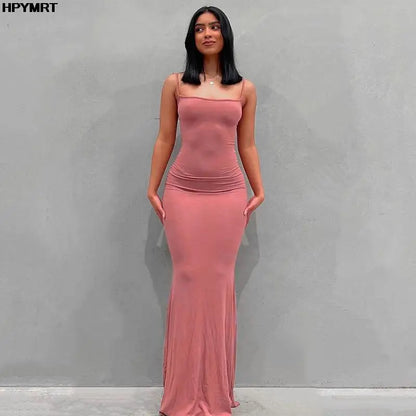 Women's Satin Backless Bodycon Maxi Slip Dress