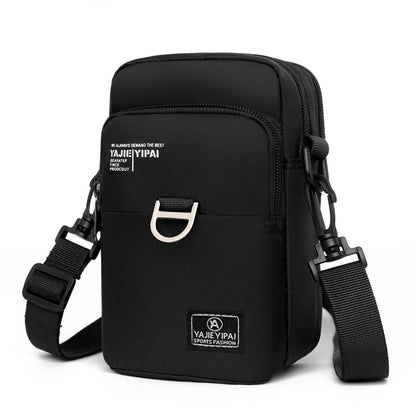 Black shoulder bag with visible brand logo on a white background