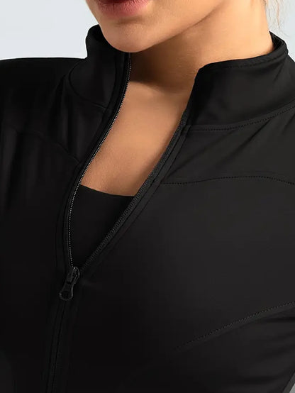 Fitnessjacke, Damen eng anliegendes, schnell trocknendes Oberteil, Herbstkollektion 2025, langärmeliger Sonnenschutz-Stehkragen, Sport Pilates
