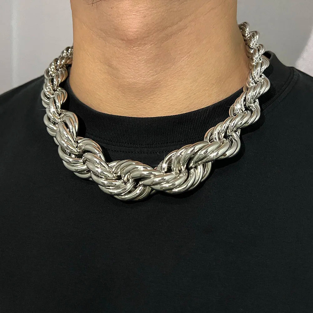 ULJ Hip Hop Street Style Exaggerate Big Chunky  Fashion Unisex Golden Silver Color Cool Jewelry