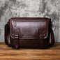 NZPJ Men's Retro Genuine Leather Shoulder Bag Top Layer Cowhide Large Capacity Slant Cross Business Casual Versatile Tablet Bag
