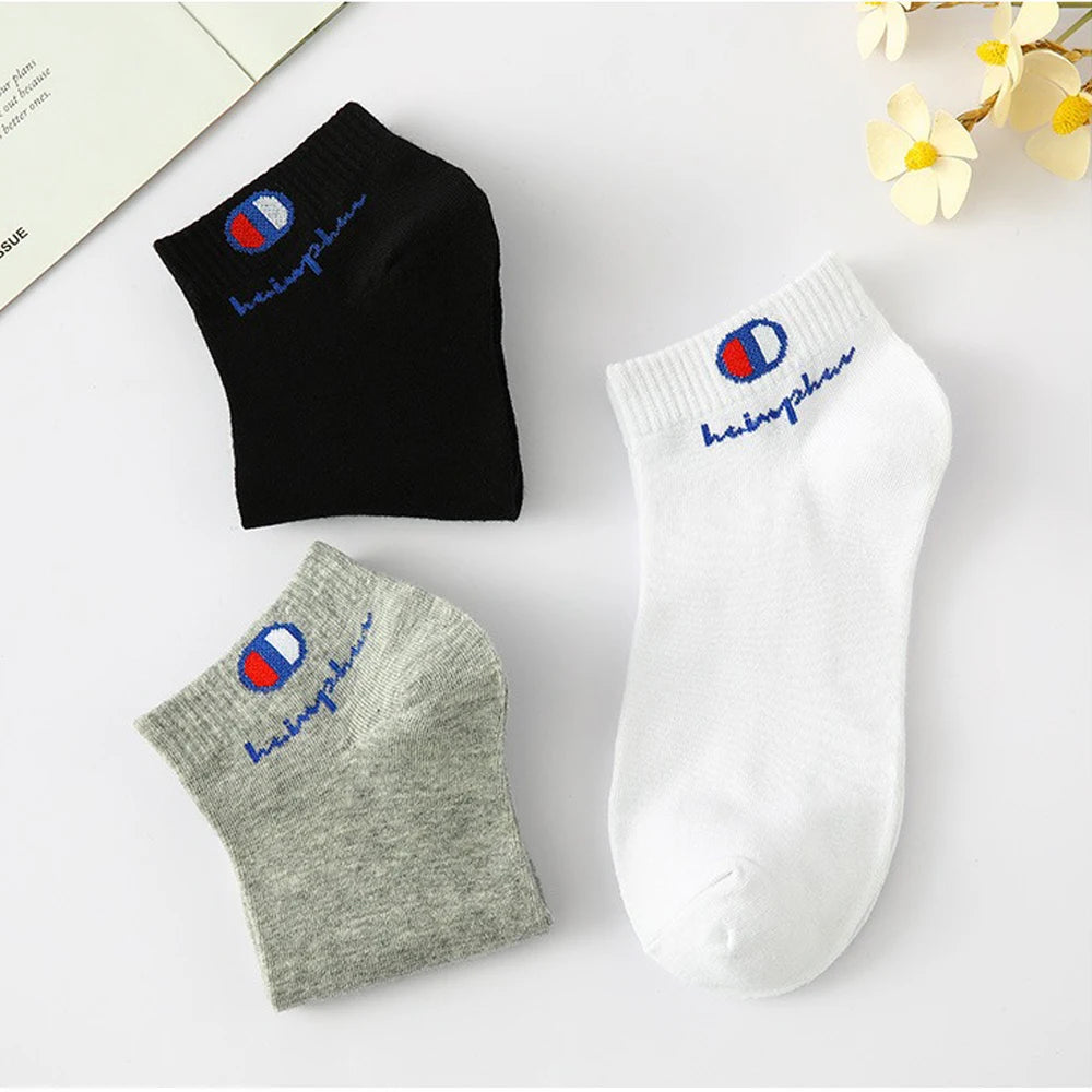 5/10/20 Paar Herren Knöchelsocken Baumwolle Klassische Markenmode Schwarz-Weiße Socken Atmungsaktive Mesh Sportsocken für den Sommer