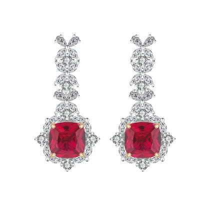 Bellux Fine Jewelry S925 Silver Hot Sale Synthetic Zircon Emerald Sapphire Ruby Luxury Earrings for Women
