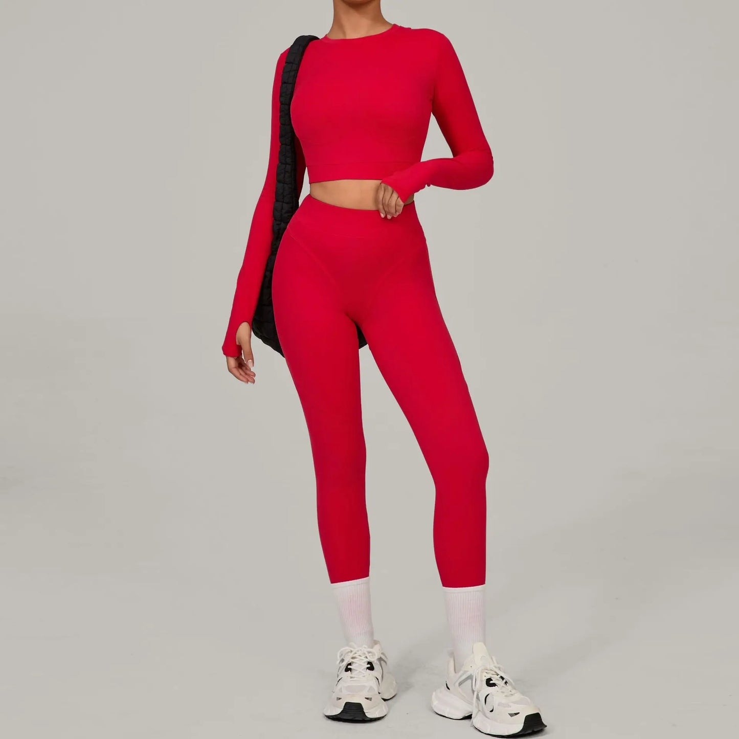Seamless Yoga Sets Sports Fitness Hip-lifting High Waist Skinny Long-sleeved Suit Running Workout Gym Leggings Sets Women XP160