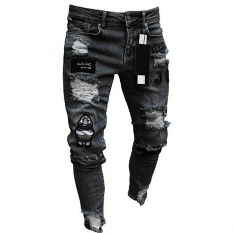 2024 Men Jeans Solid Pockets Stretch Denim Straight Pants Spring Summer Business Casual Trousers Daily Streetwear Men's Clothing