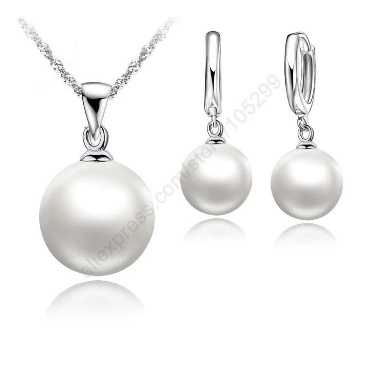 925 Sterling Silver Pearl Bridal Jewelry Set for Women