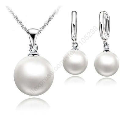 925 Sterling Silver Pearl Bridal Jewelry Set for Women