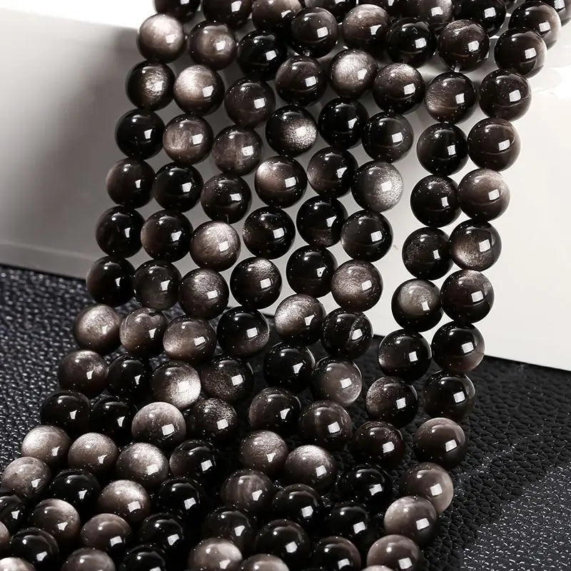 Natural Stone Golden Obsidian Bead Irisation Round Loose Spacer 4 6 8 10 12mm For Jewelry Making