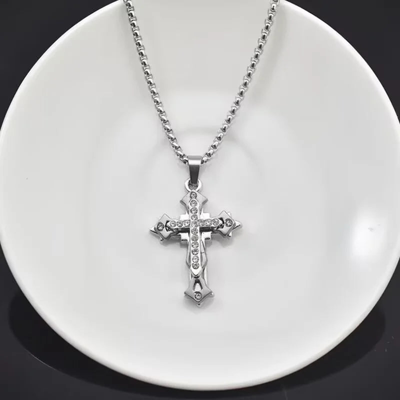European And American Fashion Personality Retro Gothic Cross Necklace For Men And Women Street Hip-Hop Trendsetters Versatile Pe