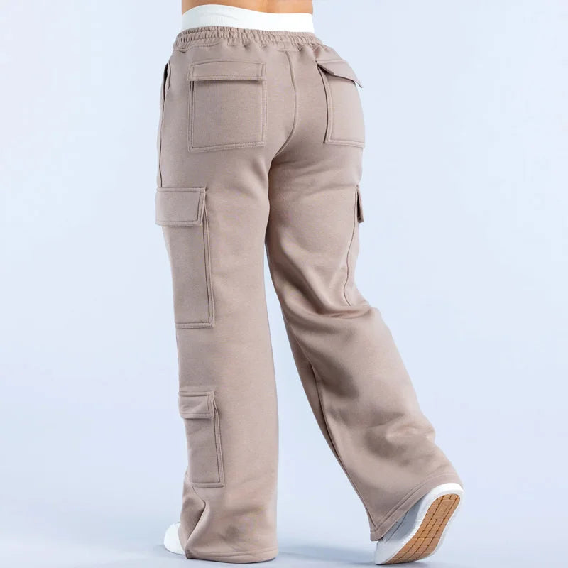 Men's Casual Pants Multiple Pockets American Style Work Pants Women Low Waist Belted Straight Leg Wide Leg Pants