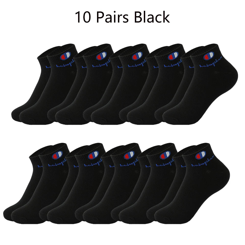 5/10/20 Paar Herren Knöchelsocken Baumwolle Klassische Markenmode Schwarz-Weiße Socken Atmungsaktive Mesh Sportsocken für den Sommer