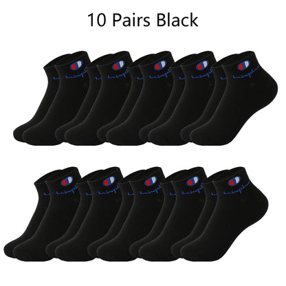 5/10/20 Paar Herren Knöchelsocken Baumwolle Klassische Markenmode Schwarz-Weiße Socken Atmungsaktive Mesh Sportsocken für den Sommer