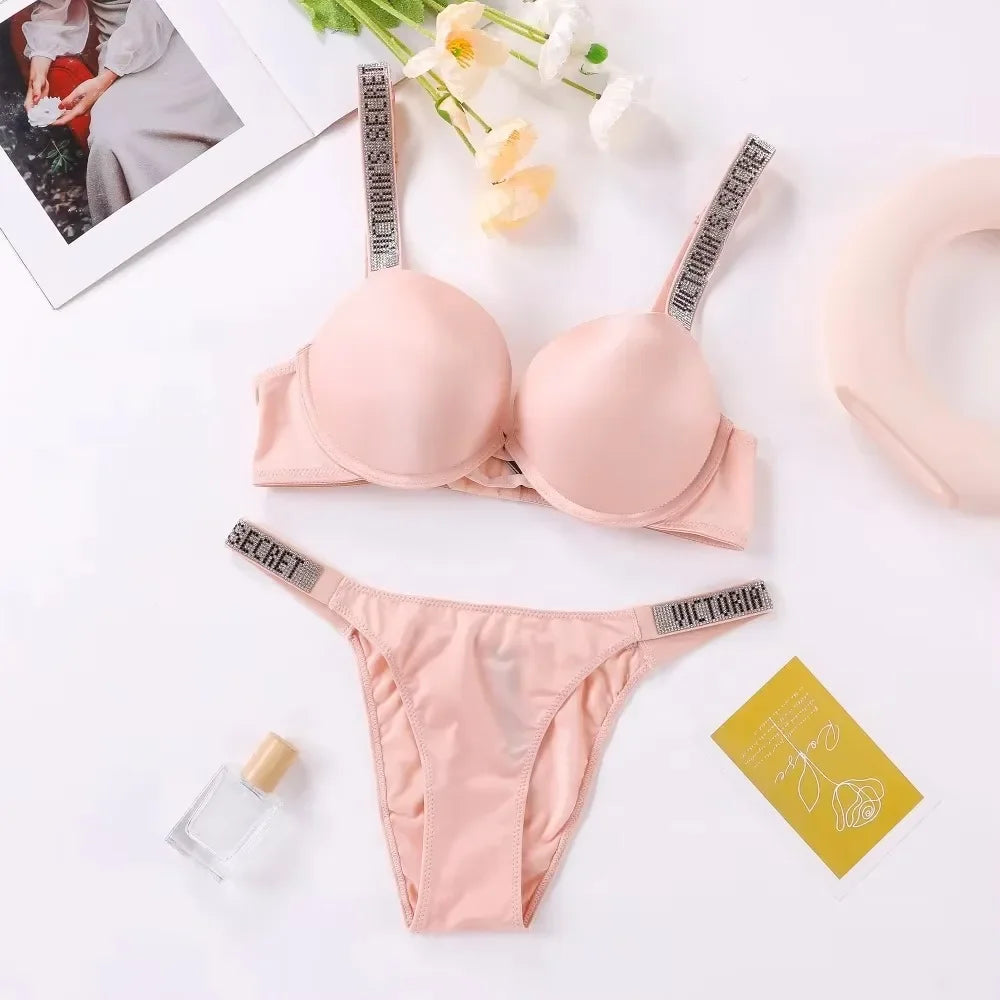 Women's New Fashion Sexy Lingerie Sporty Classic Padded Adjustable push up V Lingerie Set S Underwear Set