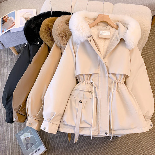 Women's Hooded Padded Zip-Up Parka Casual Coat