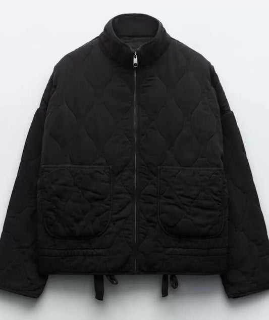ZW Women's Cotton Jacket  2025 New Arrival Vintage Lenzing Rayon High Collar Large Pocket Decorative Quilted Coat for Women - Teglex