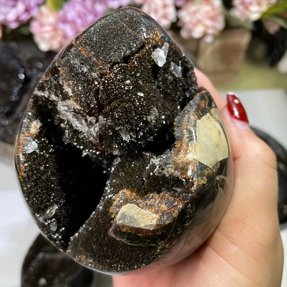 AA+ Drachensieben-Schicht-Kristallei – Schwarz-brauner Quarz mit gemischten Mineralien, mit einer rauen, strukturierten Oberfläche