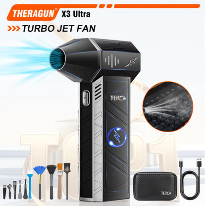 Updated X3Ultra Turbo Fan Jet,Mini Handheld 180000RPM Powerful Compressed air Duster for Car Dryer/PC/Home Cleaning-THERAGUN