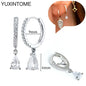 925 Sterling Silver Ear Needle Fashion Hoop Earrings White Crystal Luxury Women's Silver Earrings Wedding Women's Jewelry Gift