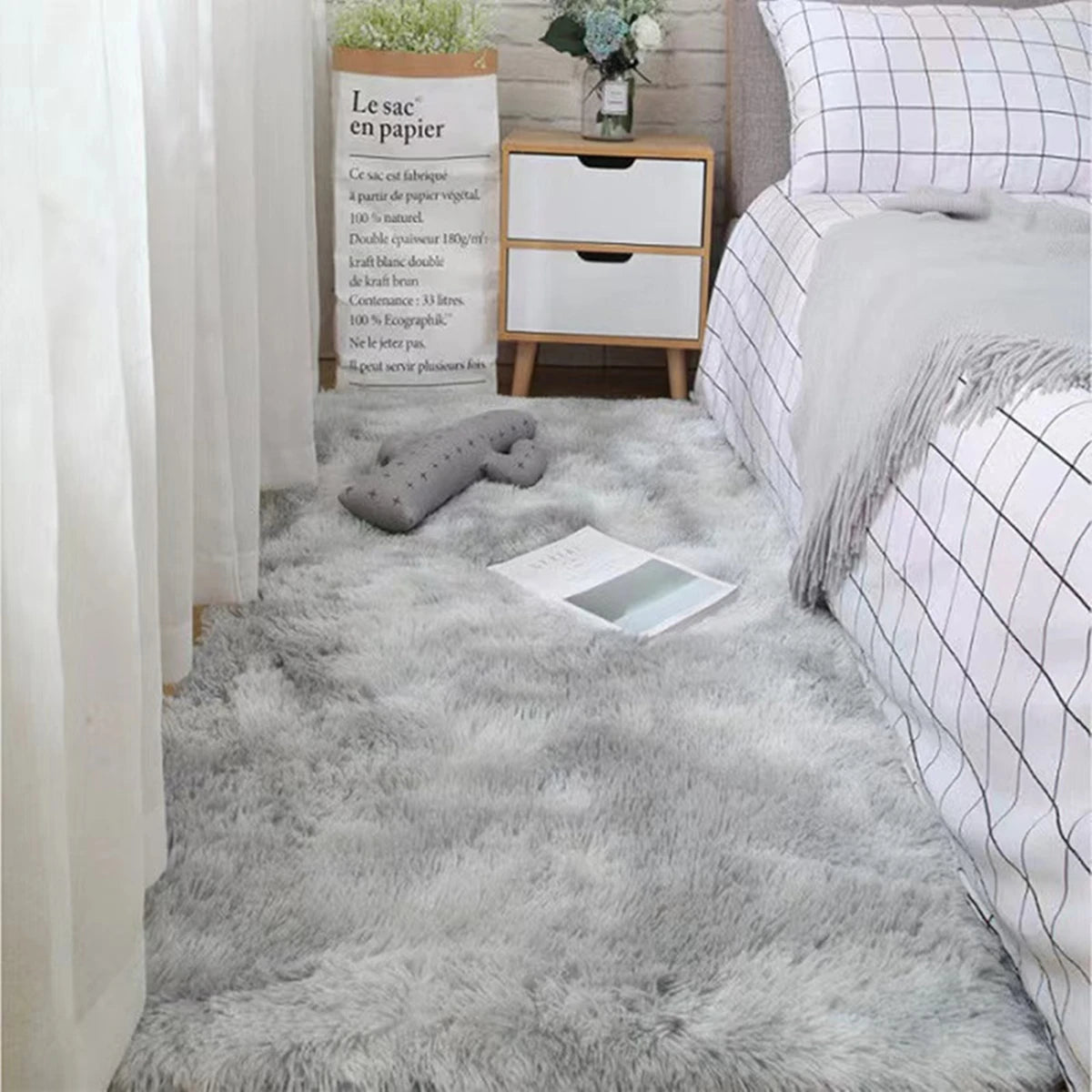 Weiche Teppiche Schlafzimmerteppich Flauschig Rutschfest Batik Fuzzy Shag Plüsch Weicher Shaggy Nachttischteppich Wohnzimmerteppich