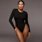 O-Ausschnitt Langarm Einfarbiger Weißer Sexy Bodysuit Damen Schwarz Herbst Winter Body Top Grau Lässige Lady Streetwear Bodysuits