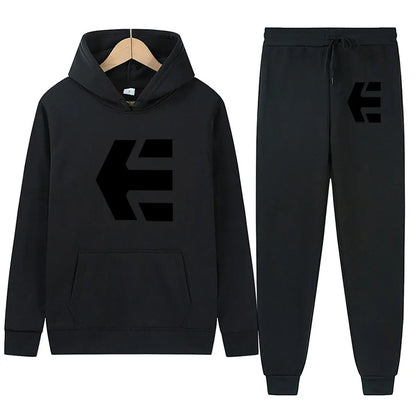 E Logo Bold Symbol Design Art Print  Hooded Loose Pullover Street Sweatshirt
