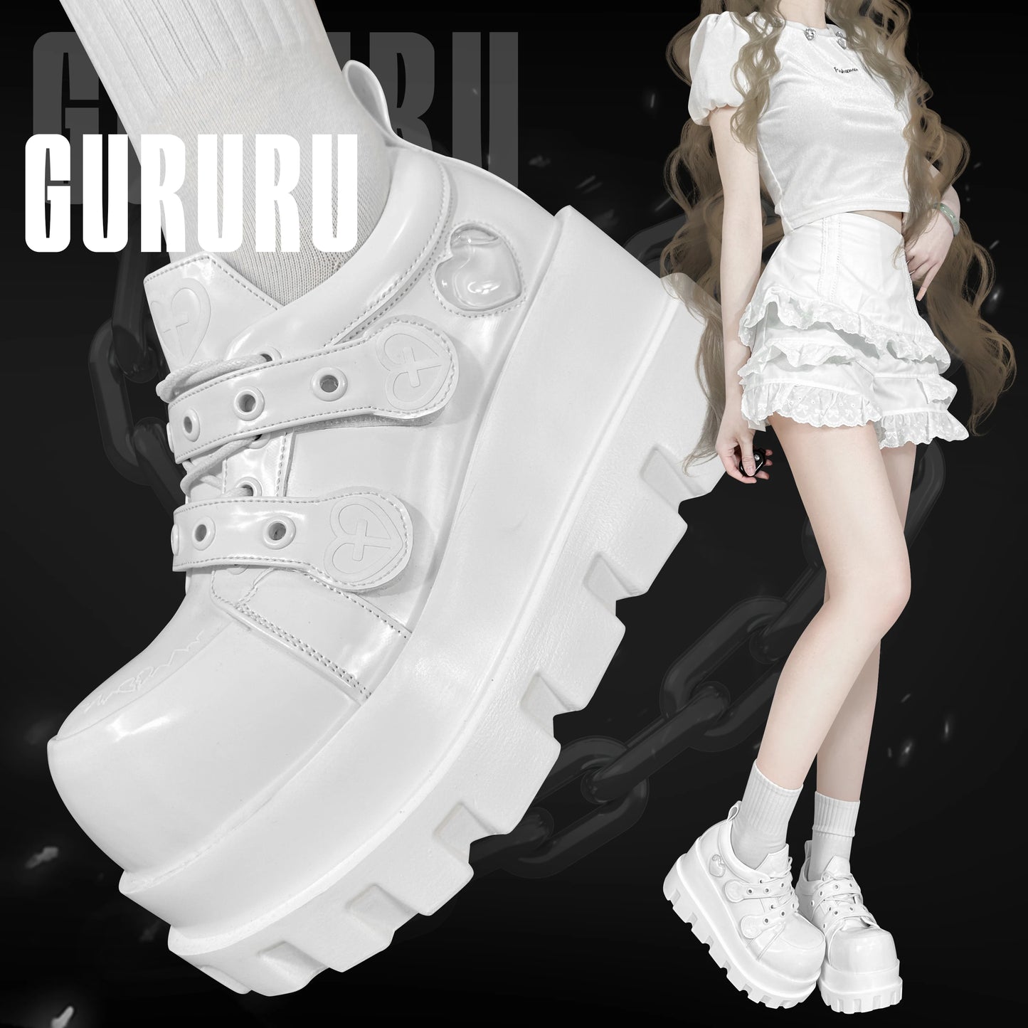 Original Punk Style Love Cross Macaron Subculture Platform Shoes Femme Spring Autumn 2025 New Elegant Casual Women's Pumps